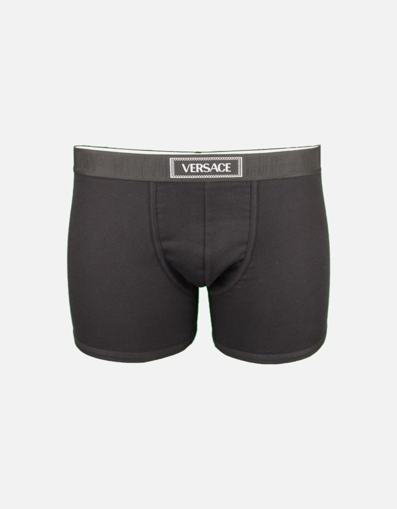 90s Vintage Logo Ribbed Boxer Briefs, Black