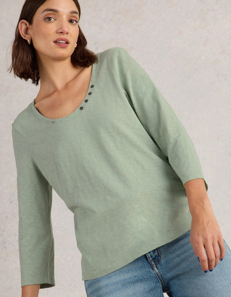 Nadia 3/4 Sleeve Tee - Green