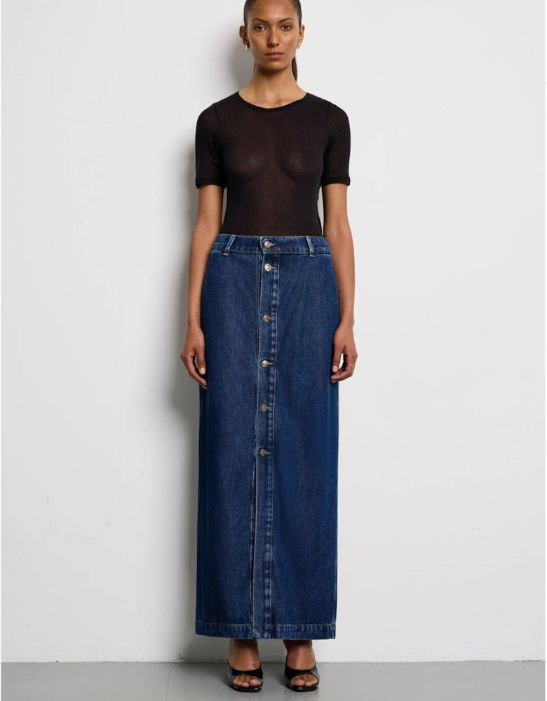 Aime Denim Maxi Skirt Go Getter - Midi Wash