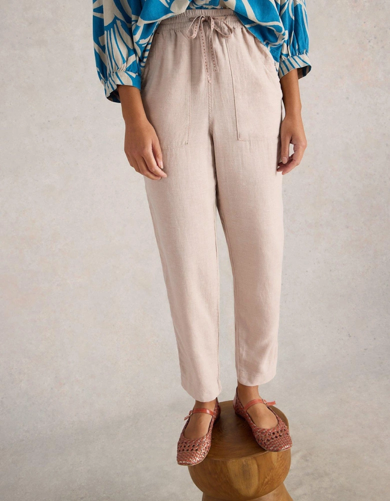 Elle Linen Blend Trouser - Beige