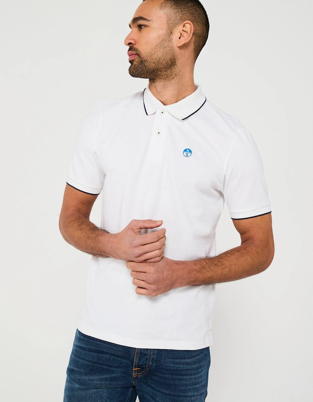 Piping Trim Logo Polo Shirt - White, 6 of 5