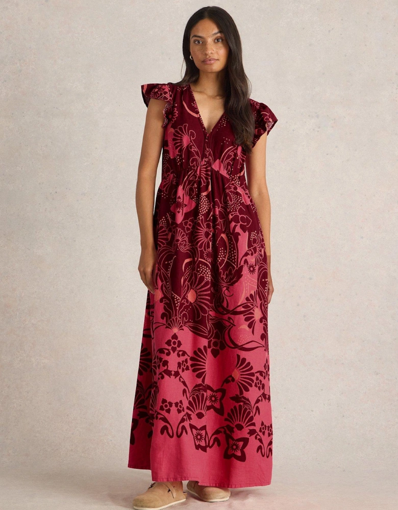 Lorna Linen Blend Maxi Dress - Red