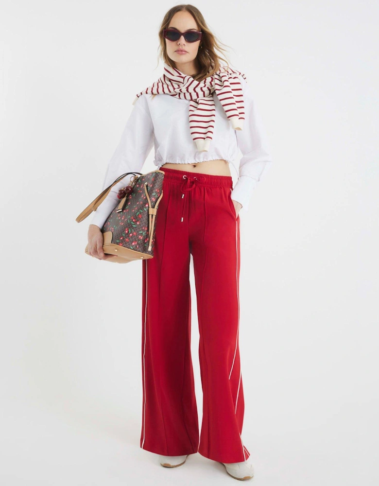 Wide Leg Side Stripe Trouser - Red