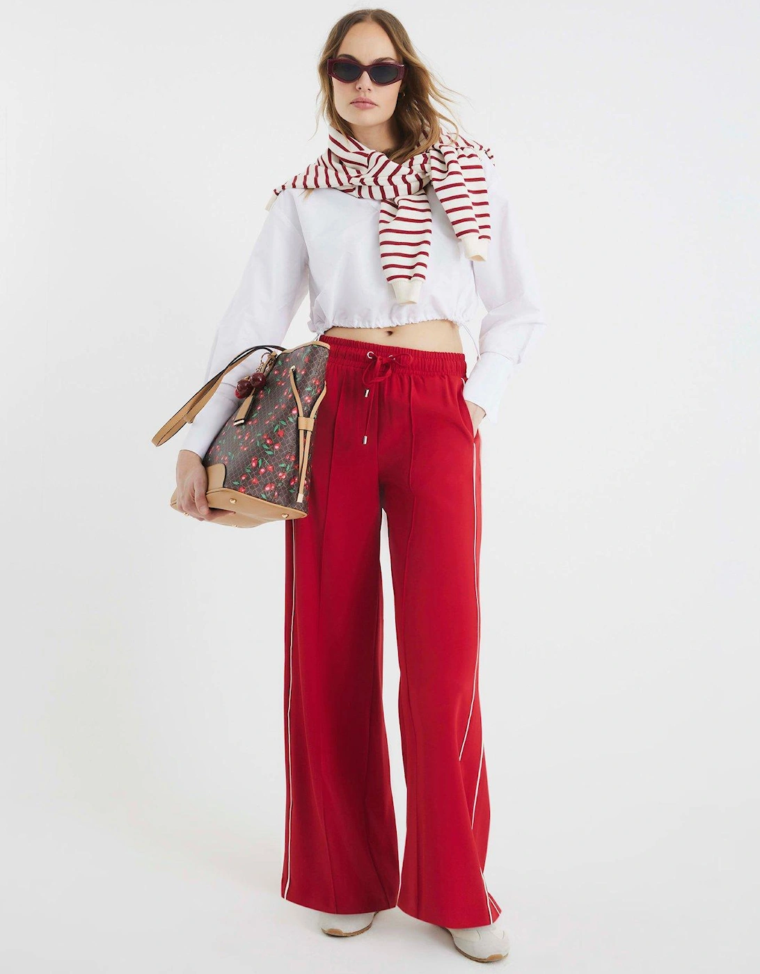 Wide Leg Side Stripe Trouser - Red, 6 of 5