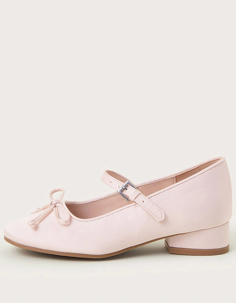 Girls Square Toe Midi Heel Shoes - Pink