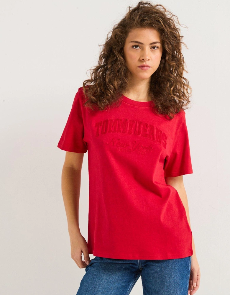 Varisty Logo Oversized T-Shirt - Red