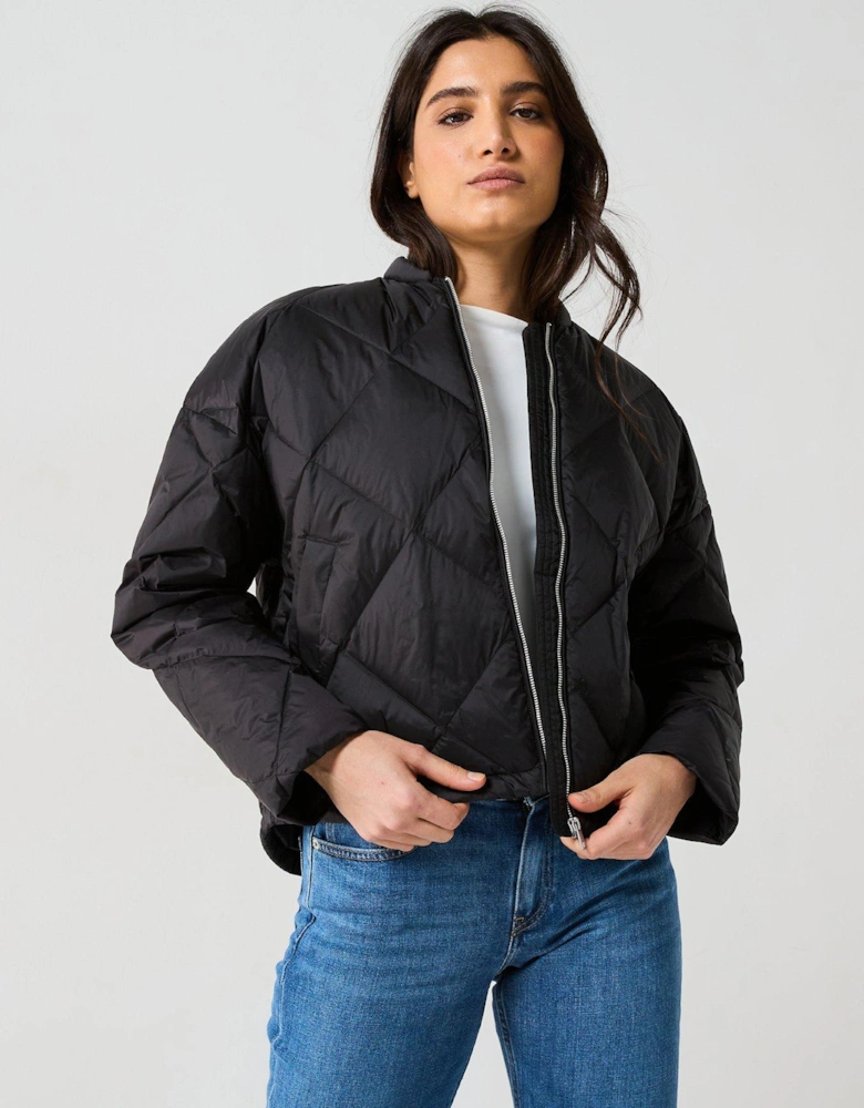 Quilted Bomber Jacket - Black