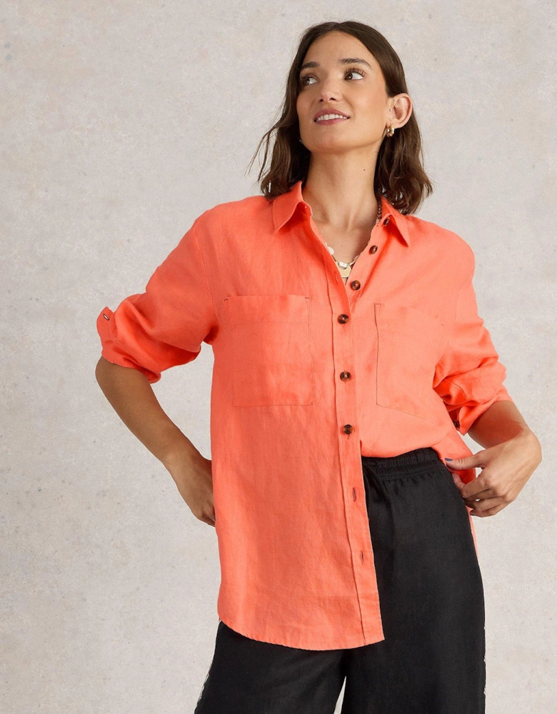 Lydia Linen Shirt - Orange