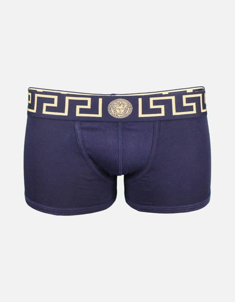 Greca Border Low Rise Boxer Trunks, Blue/Gold