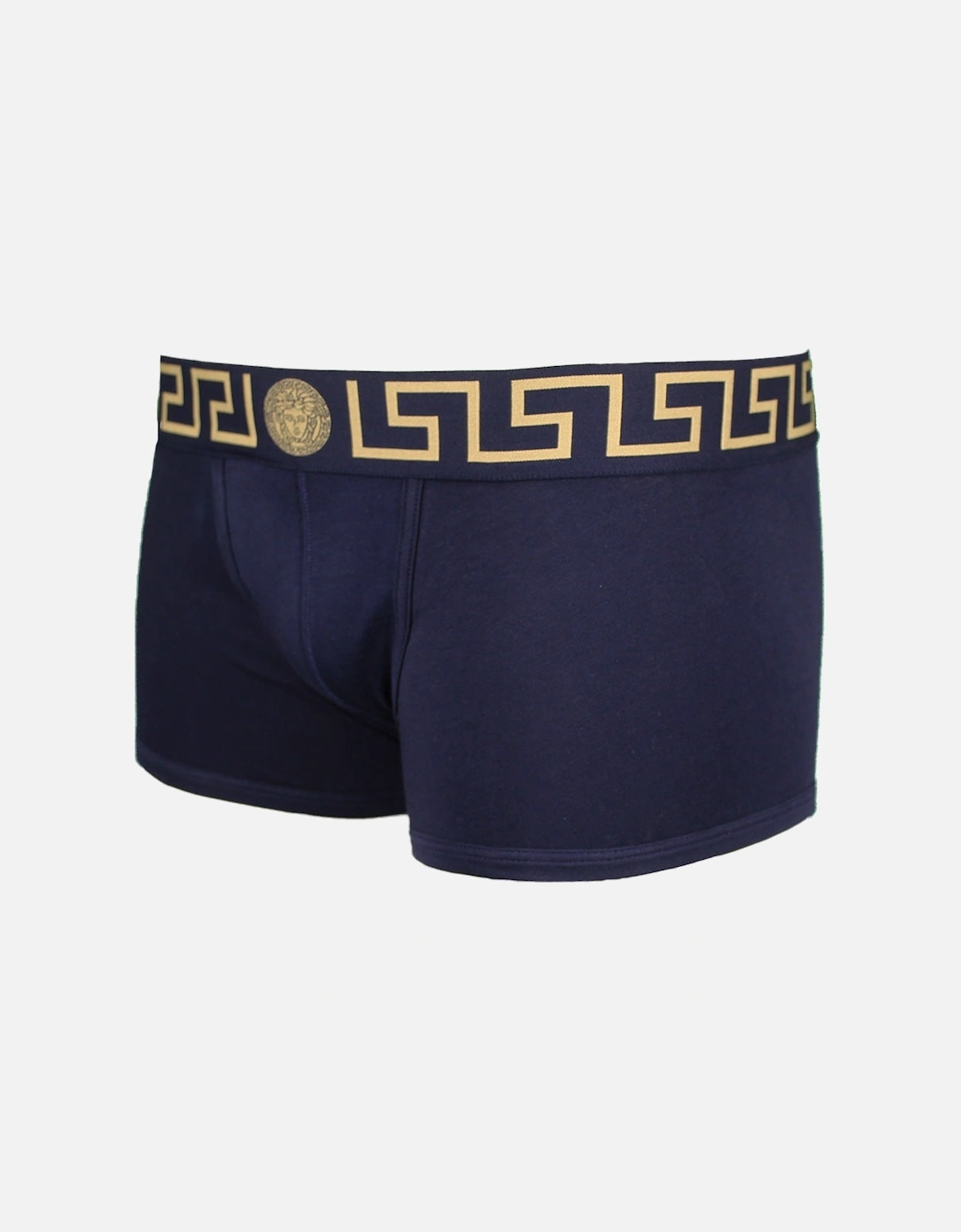 Greca Border Low Rise Boxer Trunks, Blue/Gold