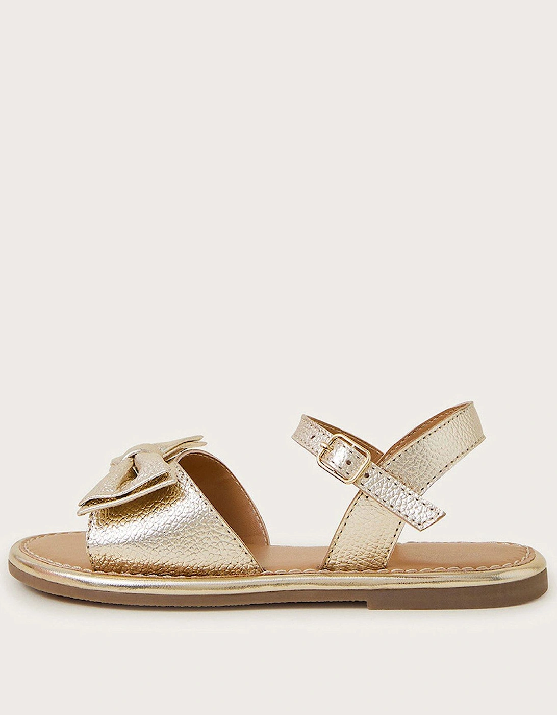 Girls Leather Bow Sandal - Gold, 2 of 1