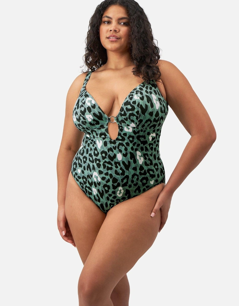 Non Wired Plunge Swimsuit - Multi