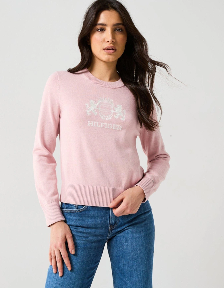 Crest Logo Knitted Jumper - Pink