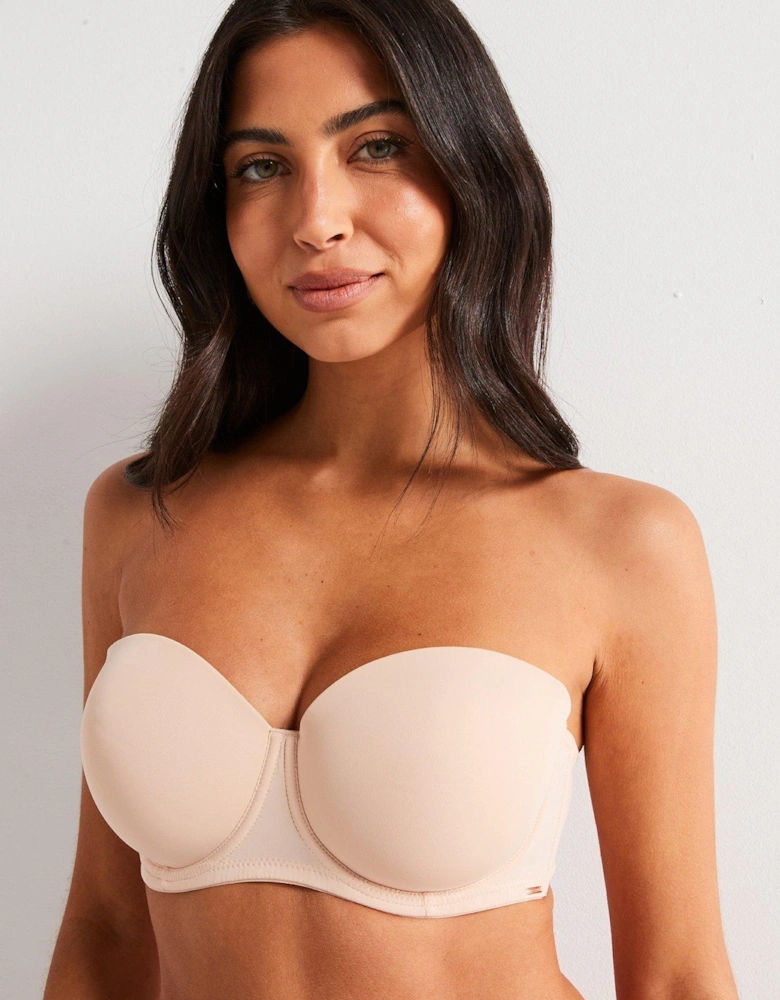 Michelle Light Padded Strapless Balcony Bra - Beige