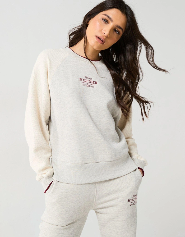 Monotype Logo Textured Sweatshirt - White