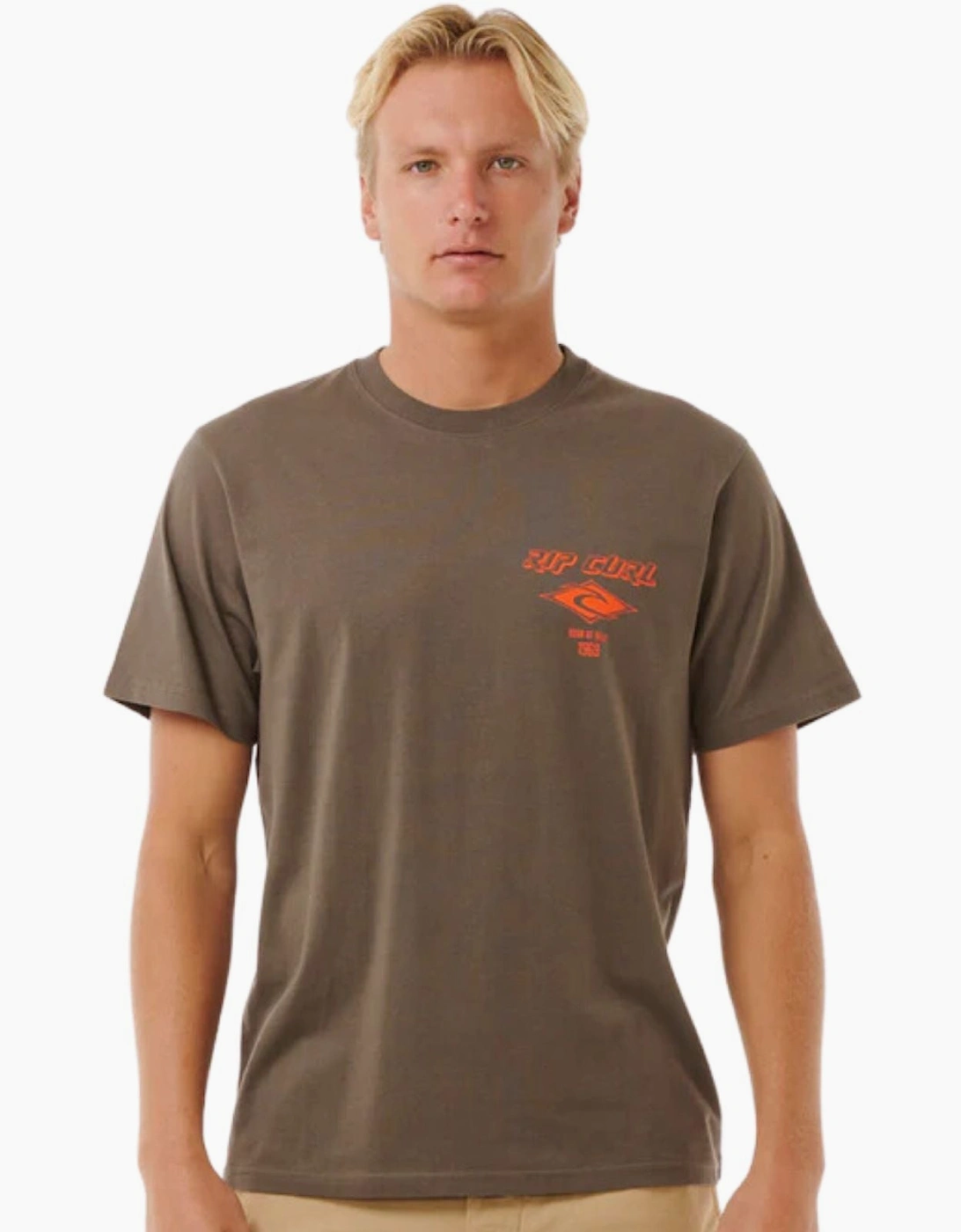 Ripcurl Men's Brown Rip Curl Fade Out Icon Short Sleeve T-Shirt Xl