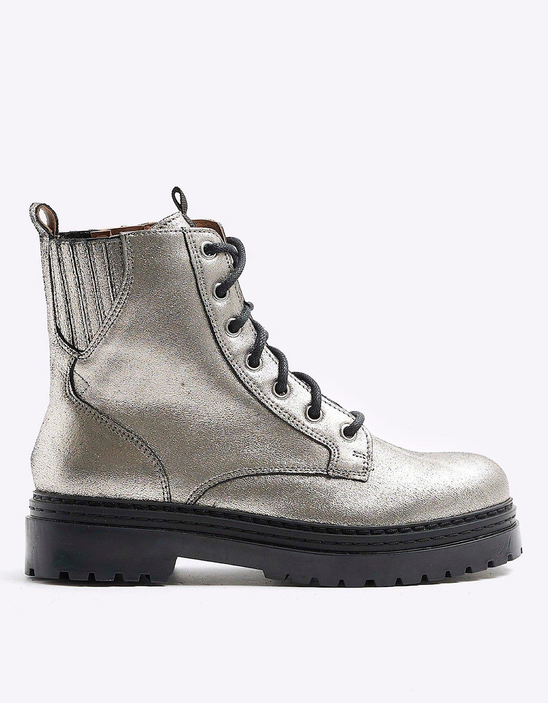 Elastic Lace Up Boot - Silver, 6 of 5
