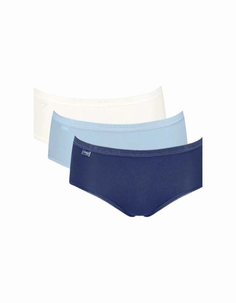 Basic+ 3-Pack Cotton Midi Briefs, Provincial/White/Water