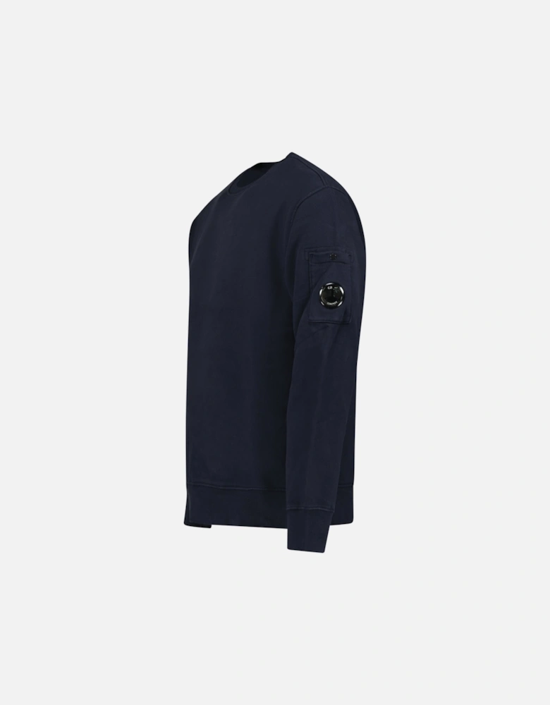 Brushed Emerized Arm Lens Diagonal Sweatshirt Navy