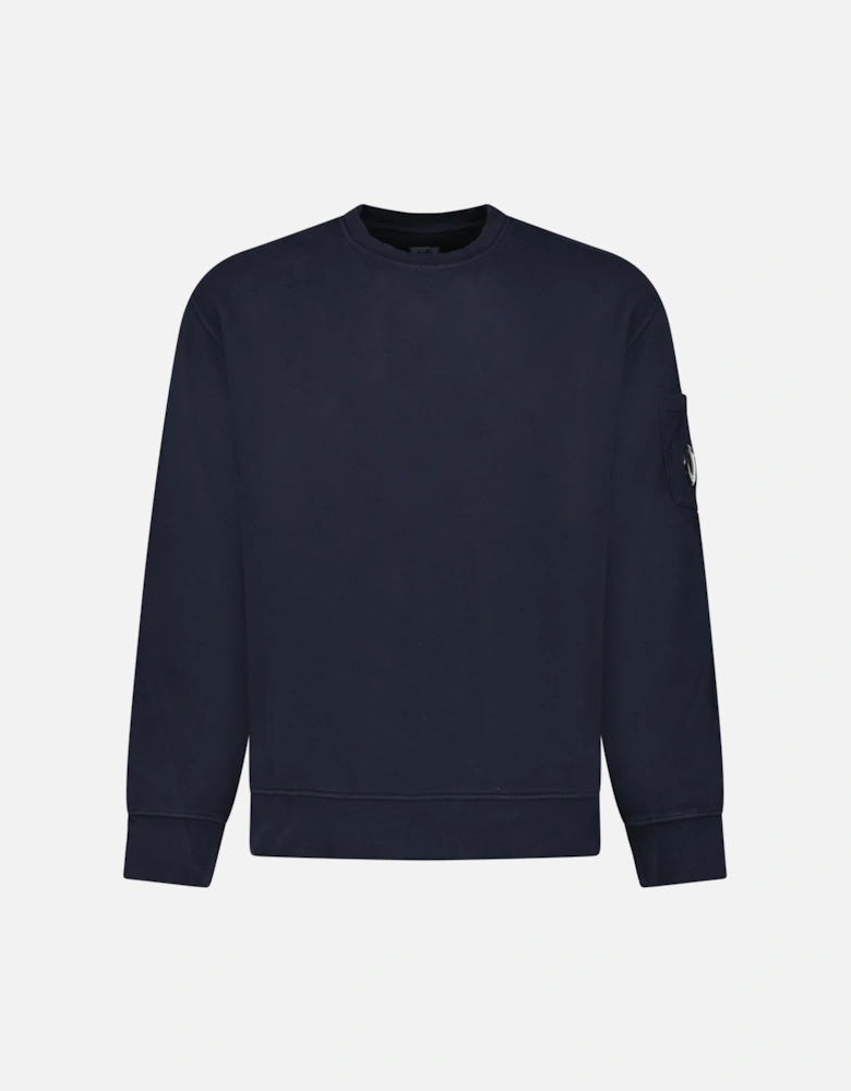 Brushed Emerized Arm Lens Diagonal Sweatshirt Navy