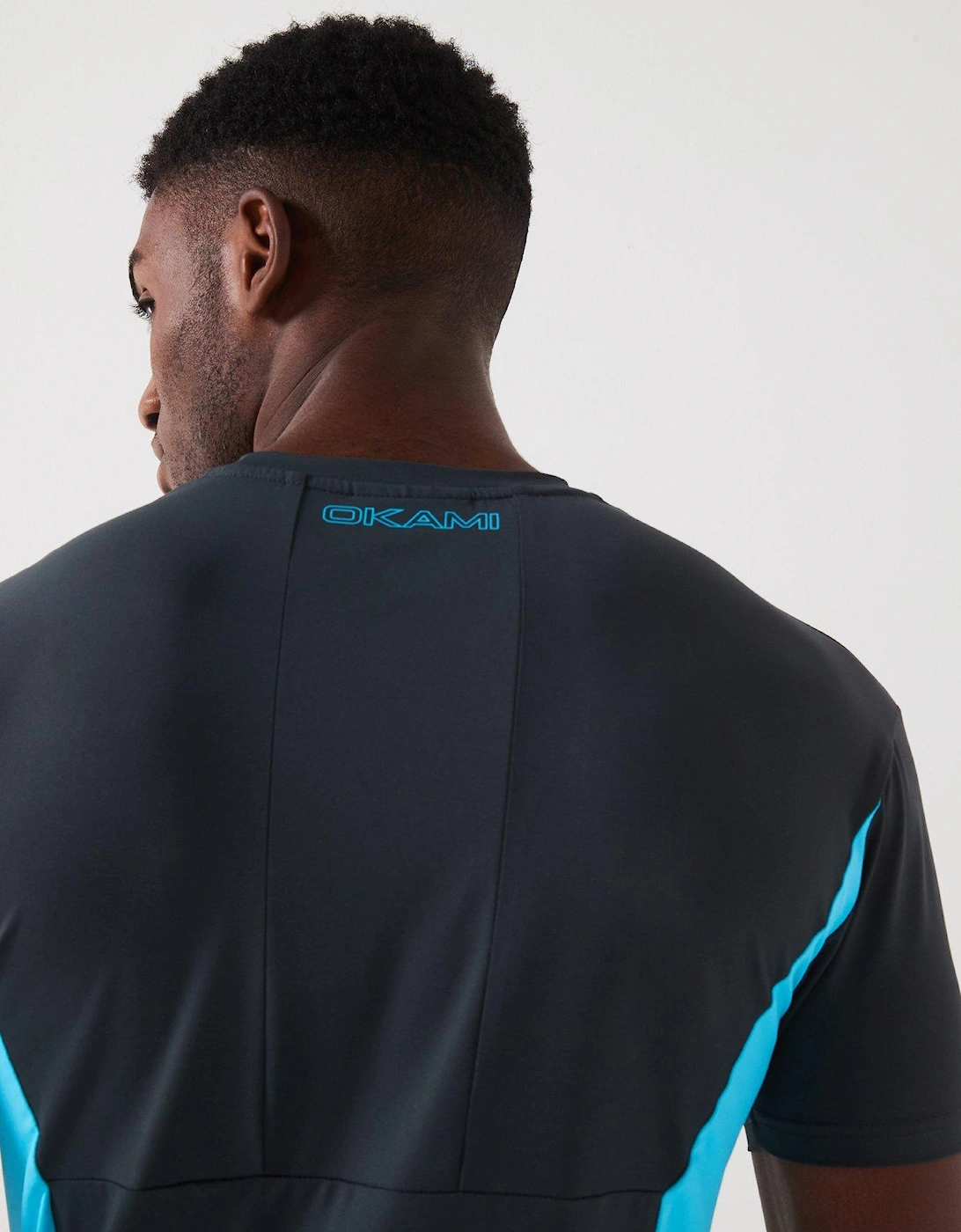 Mens Relate Poly Contrast Logo T-Shirt - Black/Blue