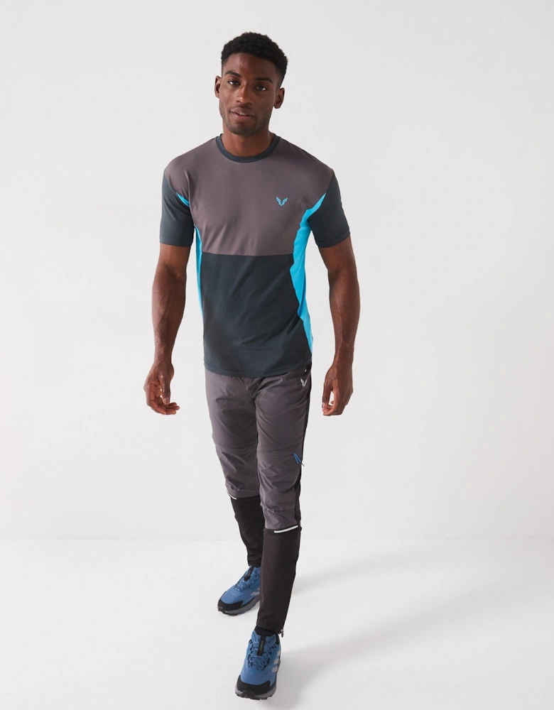 Mens Relate Poly Contrast Logo T-Shirt - Black/Blue