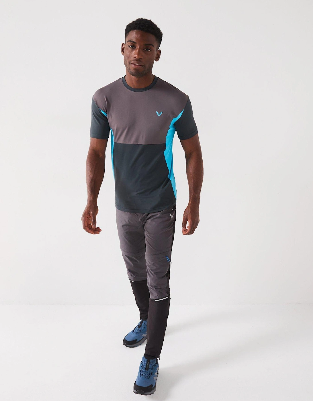 Mens Relate Poly Contrast Logo T-Shirt - Black/Blue