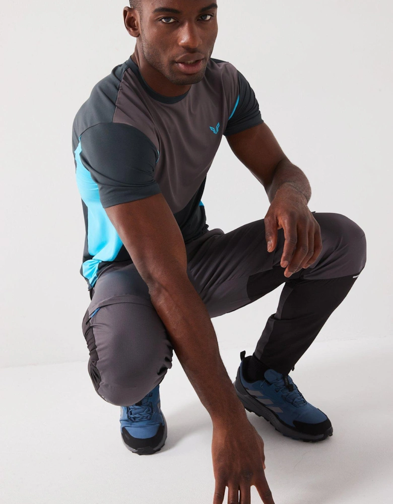 Mens Relate Poly Contrast Logo T-Shirt - Black/Blue