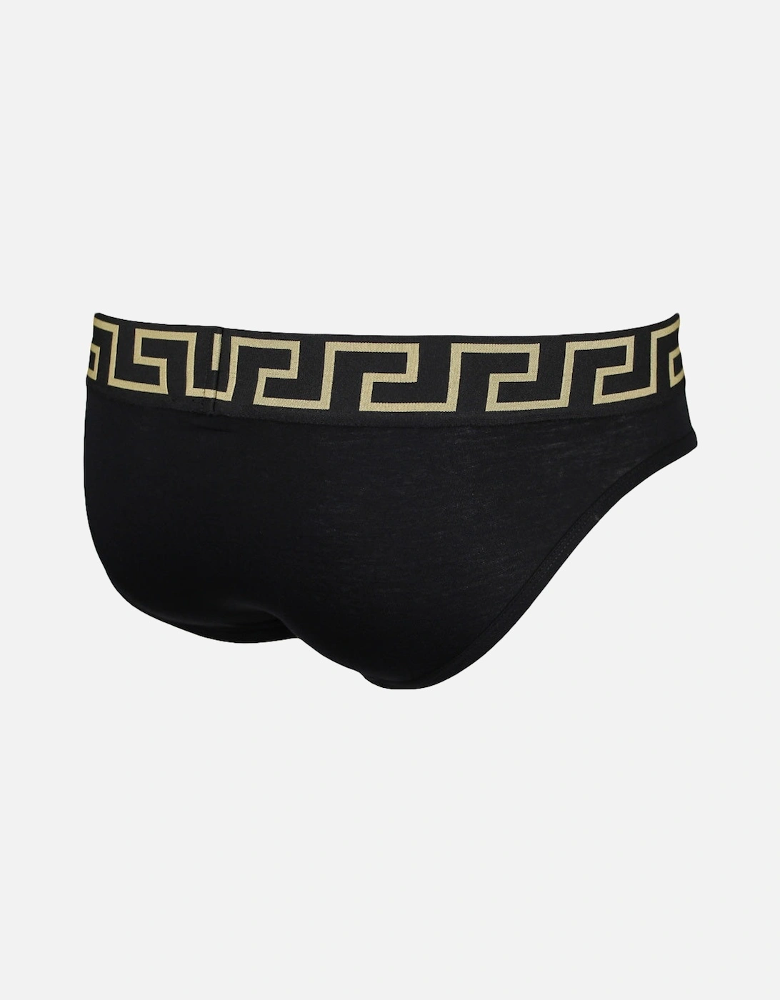 Greca Border Low Rise Briefs, Black/gold