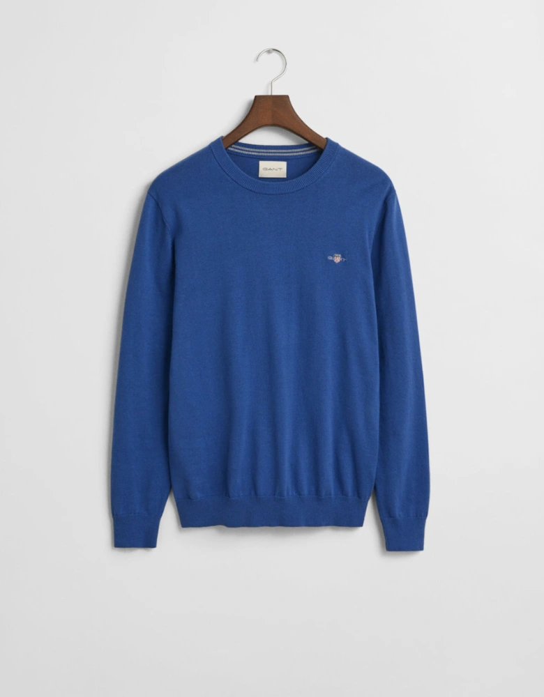 Classic Cotton Crew Neck Jumper, Rich Blue