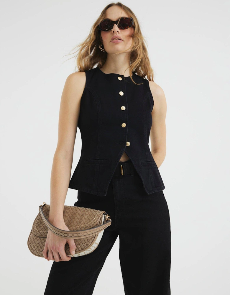 Denim Waistcoat - Black