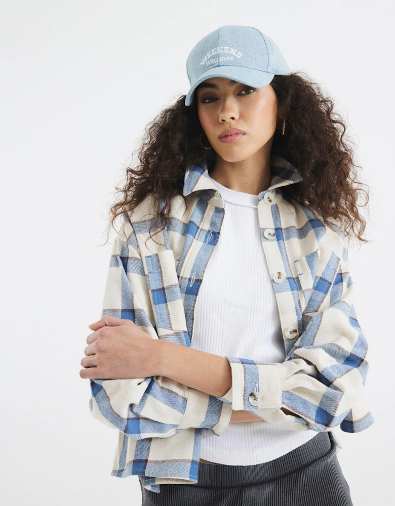 Embellished Check Shirt - Cream