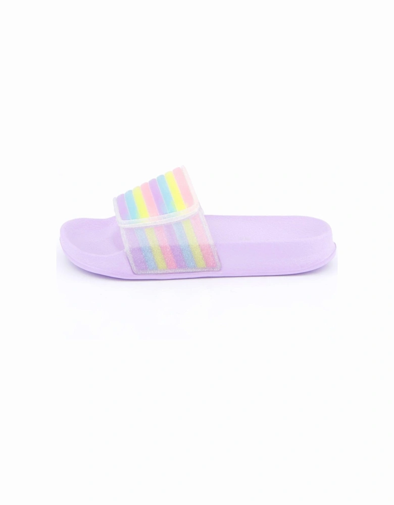 Girls Rainbow Pool Slider - Purple