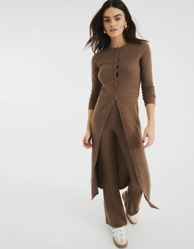 Cosy Longline Cardigan - Brown