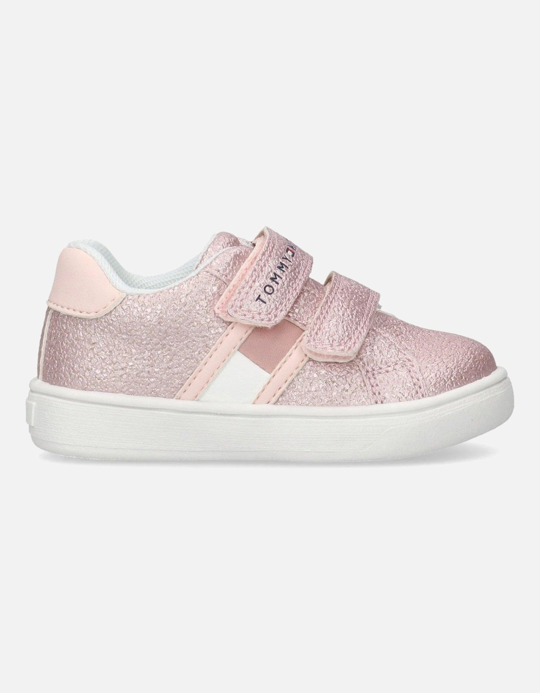 Girls Logan Flag Low Cut Velcro Trainers - Pink, 6 of 5
