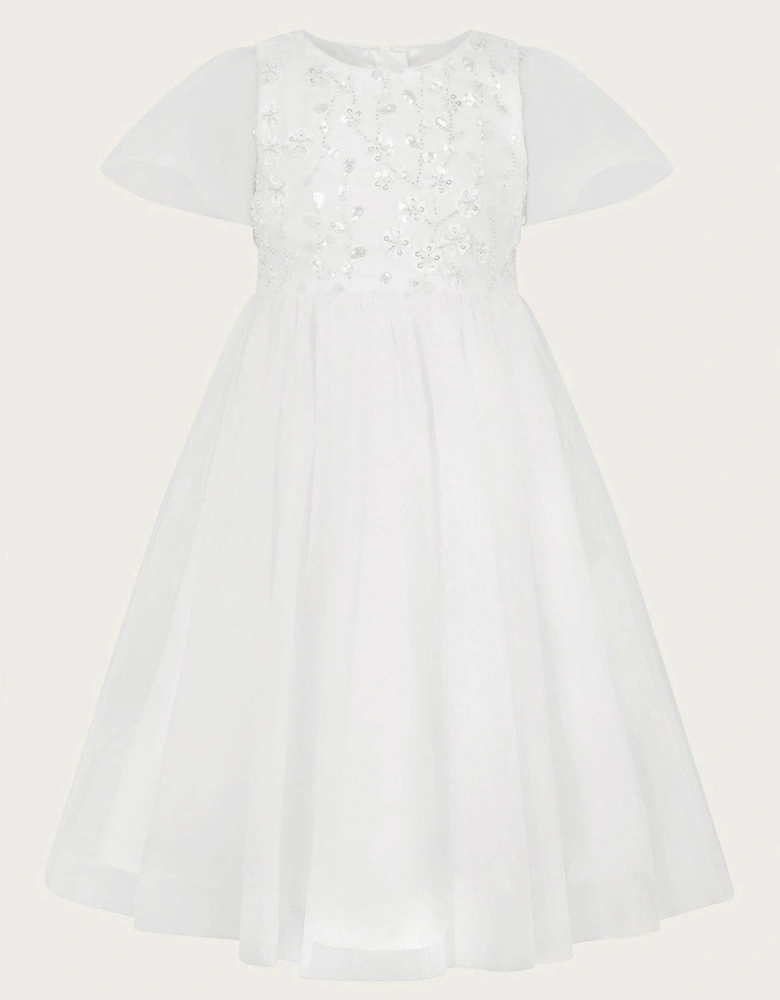 Girls Bella Beaded Communion Dress - White