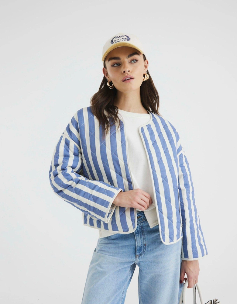 Reversible Floral/Stripe Jacket - Blue