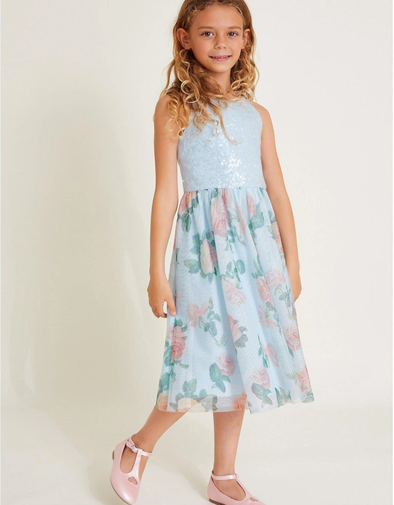 Girls Truth Floral Print Dress - Blue