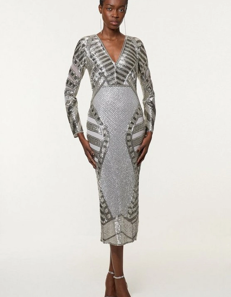 Tall Beaded Embellished Woven Midi Dress