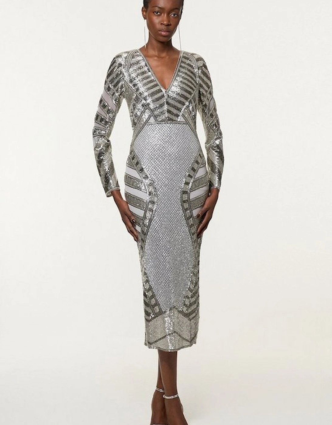 Tall Beaded Embellished Woven Midi Dress, 4 of 3