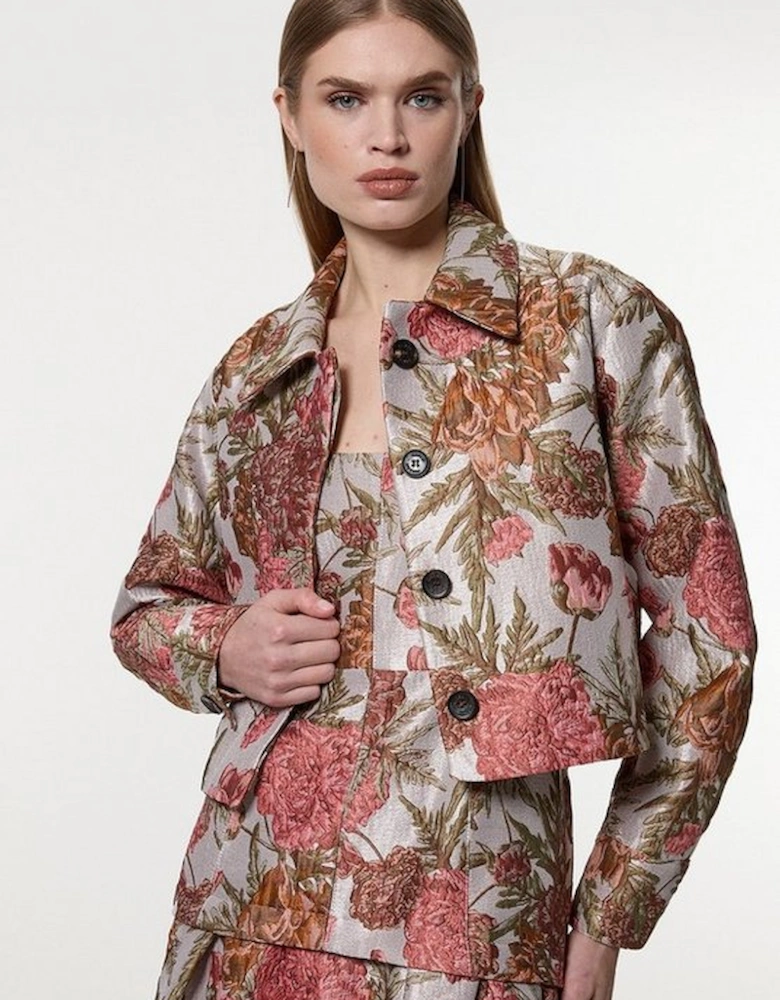 Petite Floral Jacquard Tailored  Jacket