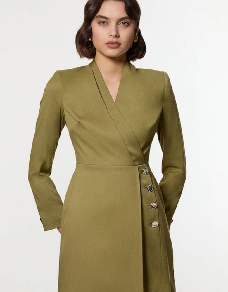 Petite Soft Structured Tailored Wrap Blazer Dress