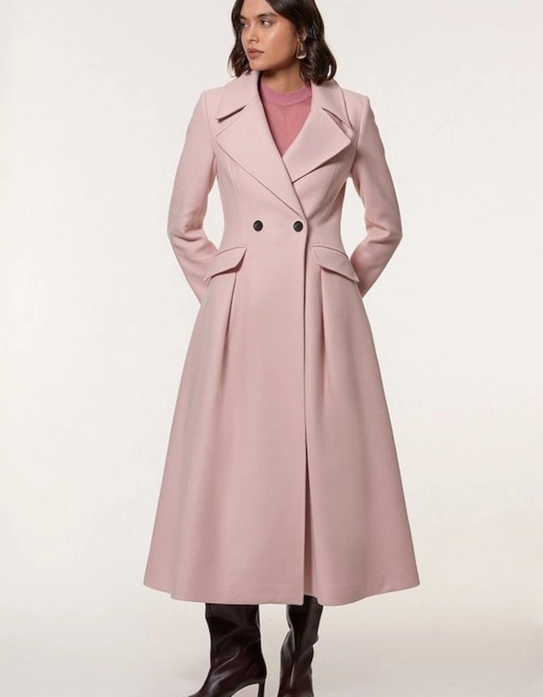 Italian Manteco Wool Blend Tailored Flared Skirt Maxi Coat