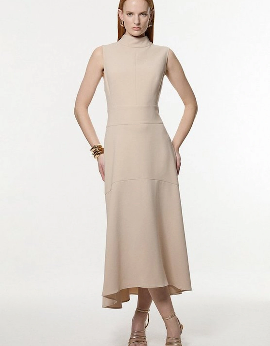 Tall Compact Stretch Essential High Low Midi Dress, 5 of 4