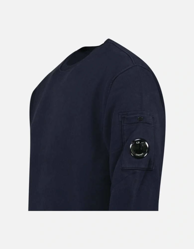 Brushed Emerized Arm Lens Diagonal Sweatshirt Navy