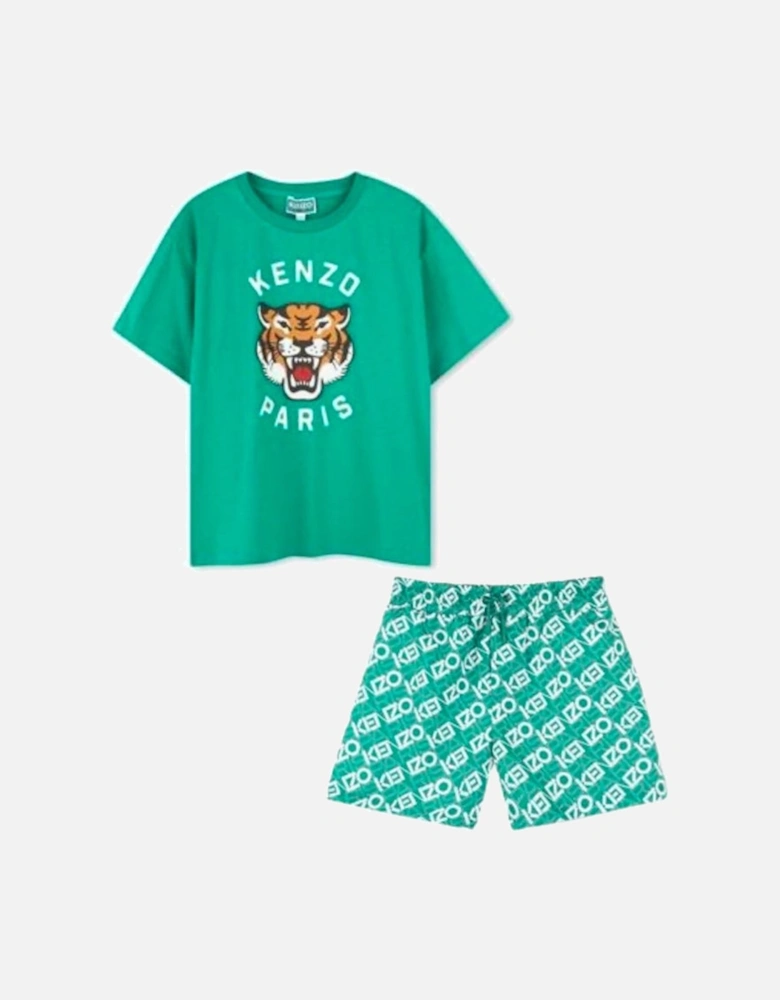 GREEN T SHIRT/SWIM SHORTS SET K61137/K61185