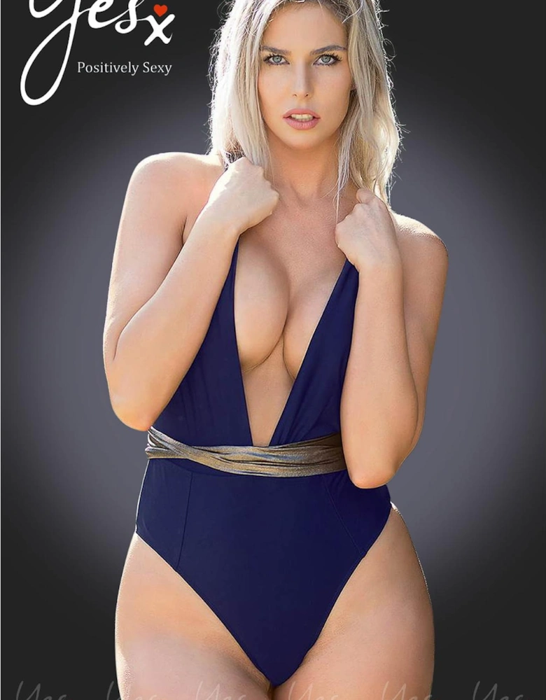 Luxury Bra Plunge Padded by Women - Blue Swimwear