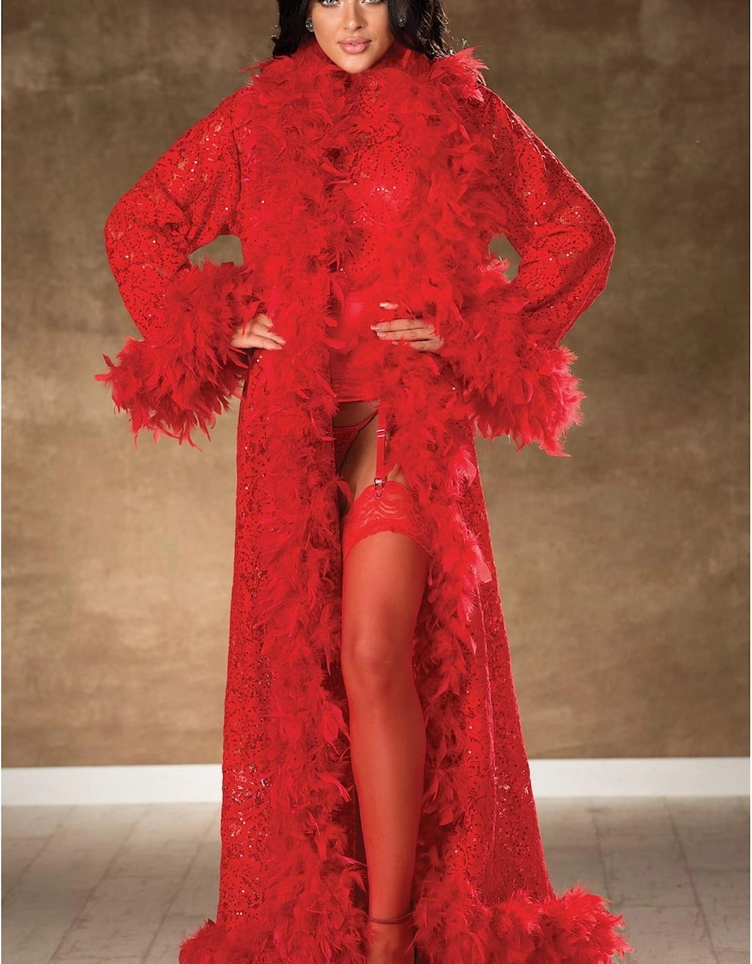 Sheer hosiery Lace by Women - Red
