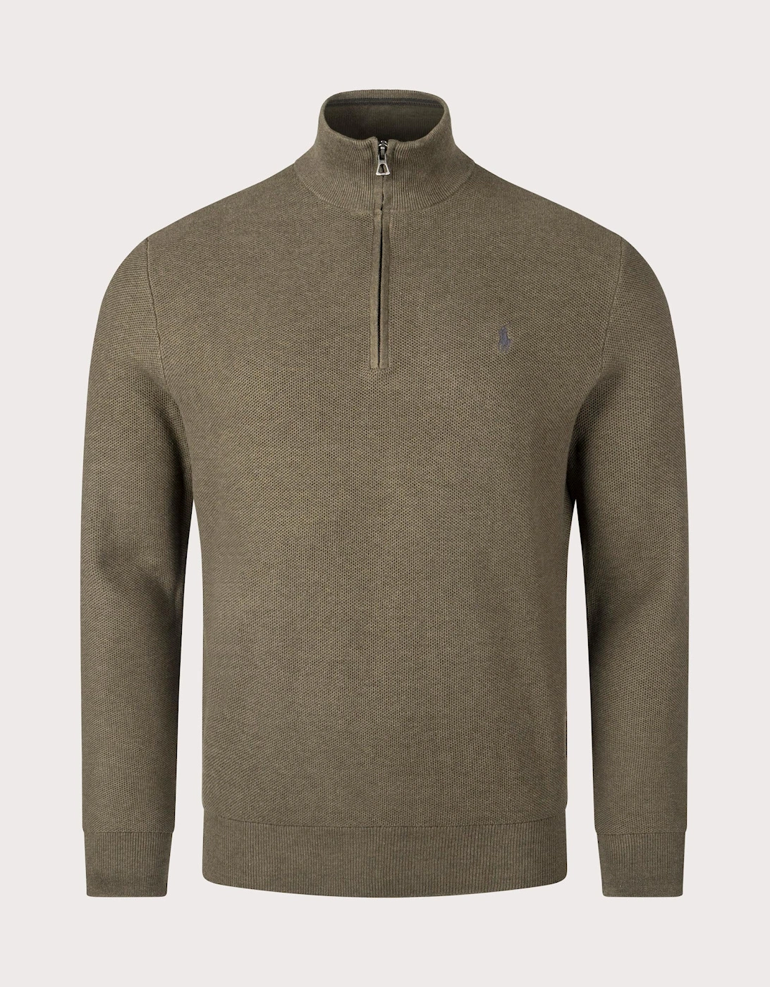 Quarter Zip Contrast Logo Knit Jumper, 4 of 3