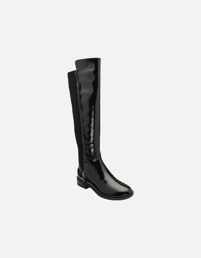 Tolouse knee high boot in Black patent